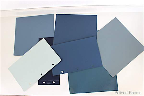 choosing paint colors using larger size paint chips @ refinedroomsllc.com