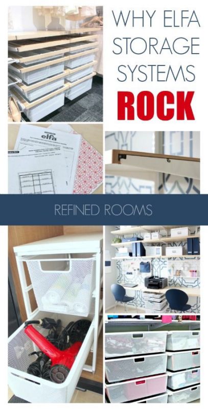 collage of Elfa storage systems - text "why Elfa storage systems ROCK".