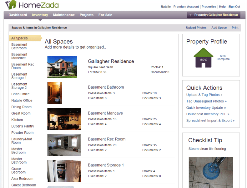 the home inventory
