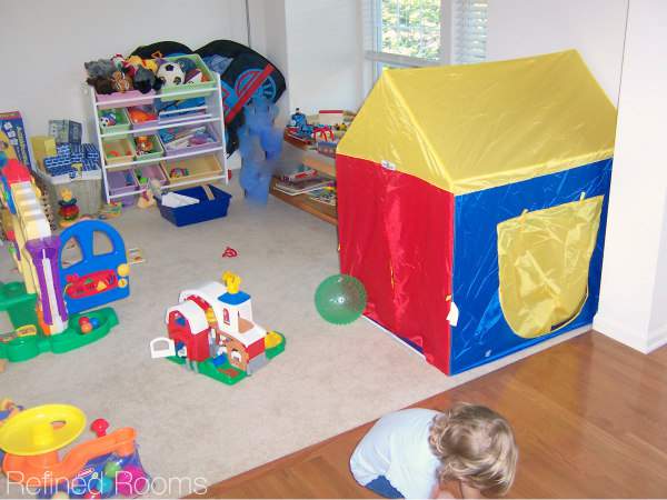 room set up as a toddler's playroom.