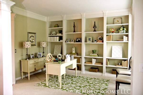 elegant neutral home office.