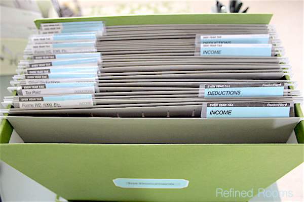 Organizing tax documents in the Organize & Refine Your Home Challenge @ refinedroomsllc.com