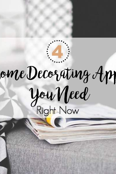 couch with throw, coffee cup, pillow and smart phone. text '4 home decorating apps you need".
