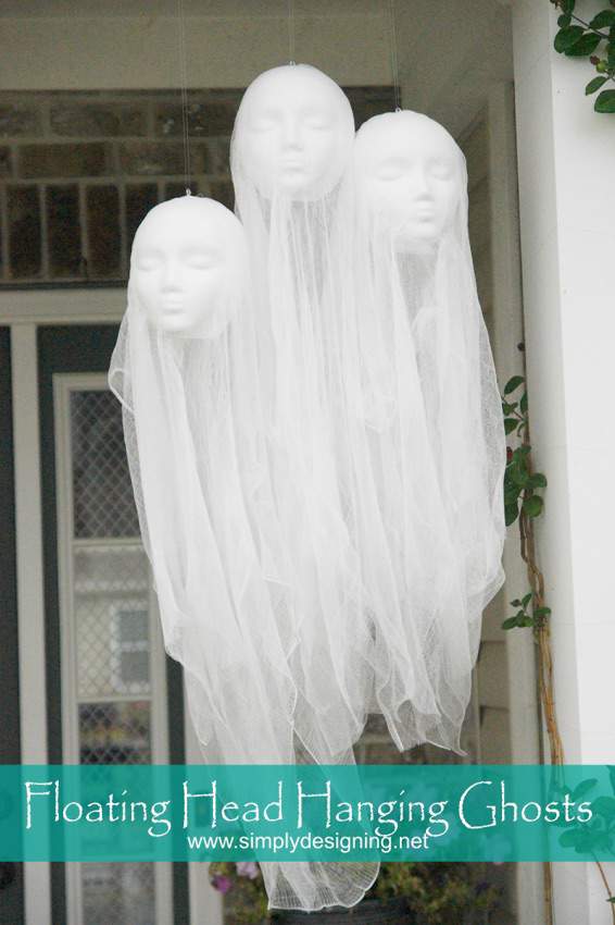 floating head hanging ghosts Halloween decor.