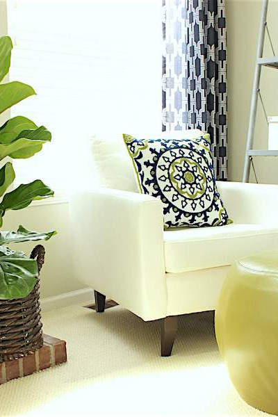 great room makeover - leather ottoman