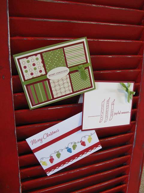 repurposed shutter used to display Christmas cards.