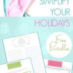 holiday stockings and screenshot of holiday printable set - text "how to simplify your holidays".