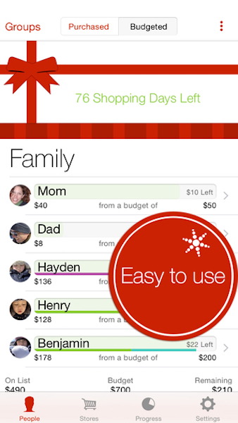 holiday shopping list