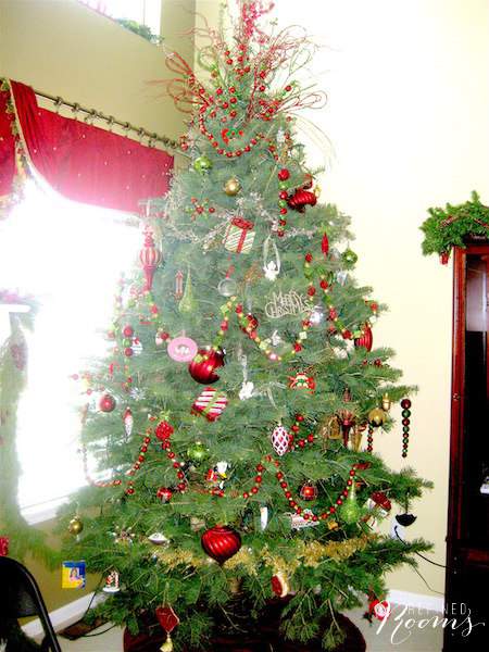 large decorated Christmas tree.