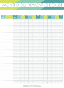 screenshot of Monthly Bill Payment Checklist printable.