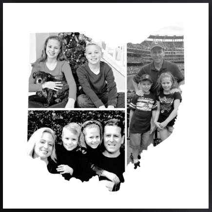 Custom Ohio map art print with family photos.
