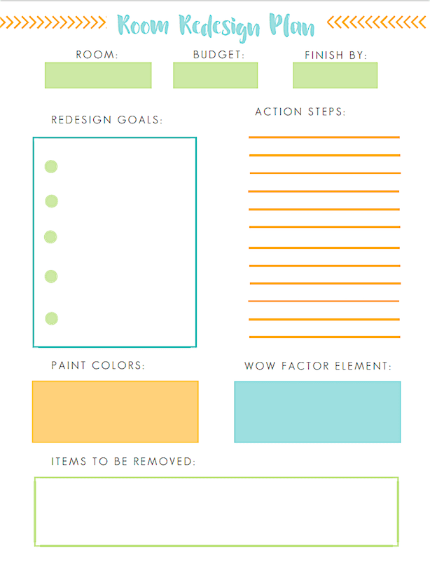 Room Redesign Plan Printable: Organize Your Room Makeover