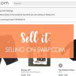 screenshot of Swap.com app - text overlay "Sell it: selling on Swap.com".
