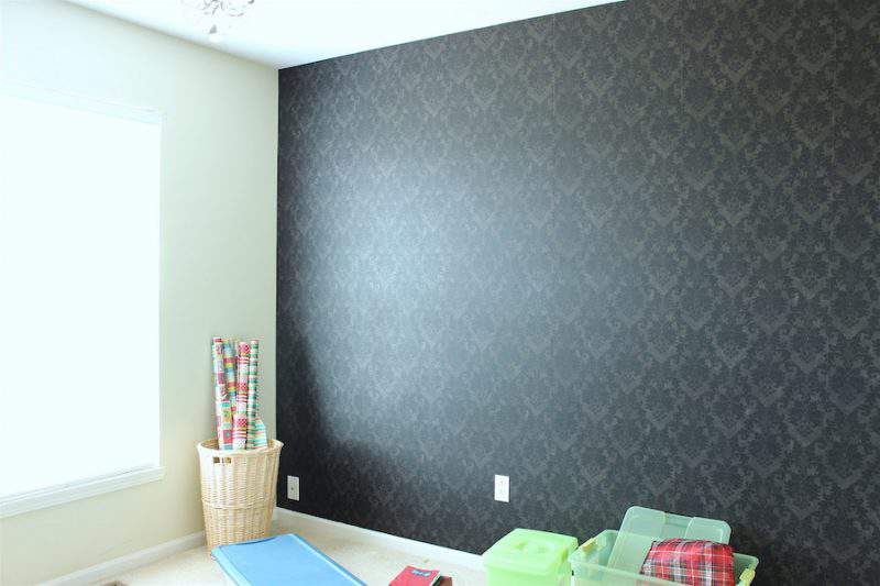 This guest room is being transformed into a modern homework/craft room in the One Room Challenge