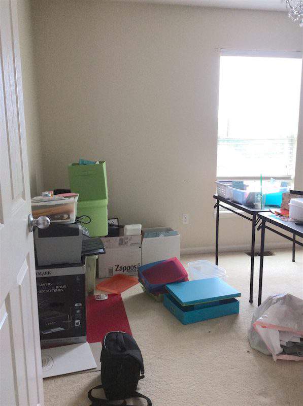 This guest room will be transformed into a modern homework/craft room in the One Room Challenge!