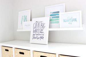light and airy wall gallery in craft room.