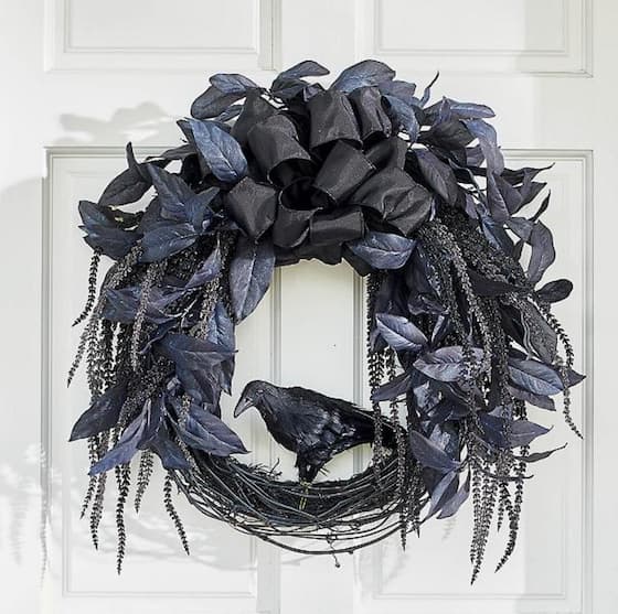 black Raven Halloween wreath.