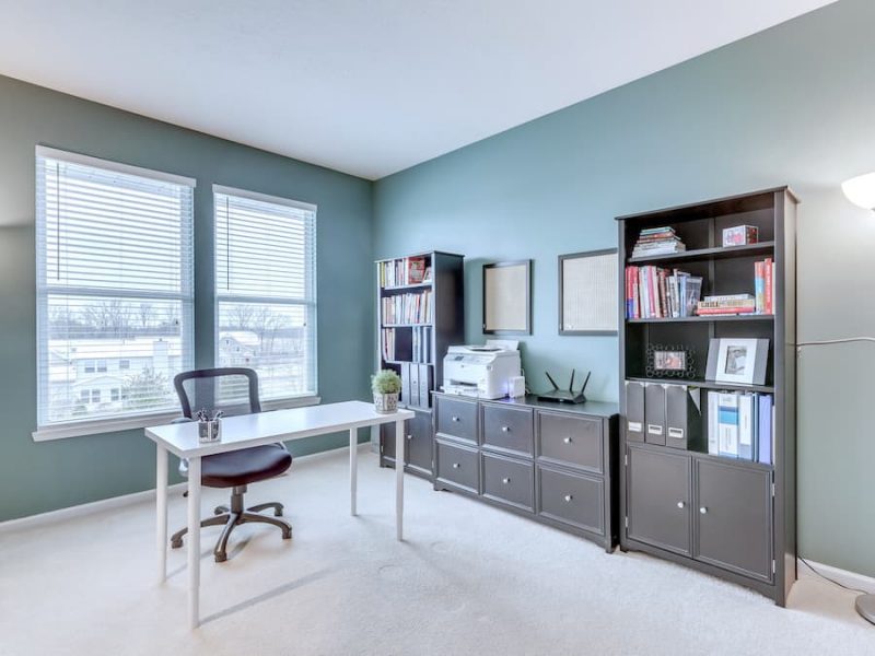staged home office in home for sale