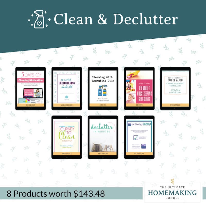 2020 Ultimate Homemaking Bundle - screenshot of "Clean & Declutter" Resources.