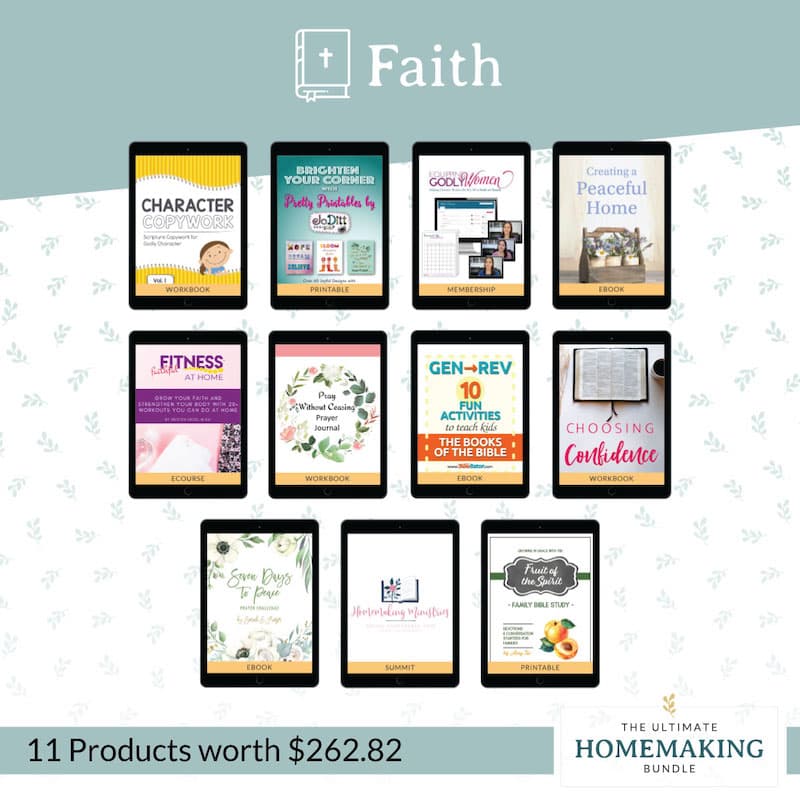 2020 Ultimate Homemaking Bundle - screenshot of "Faith" Resources.