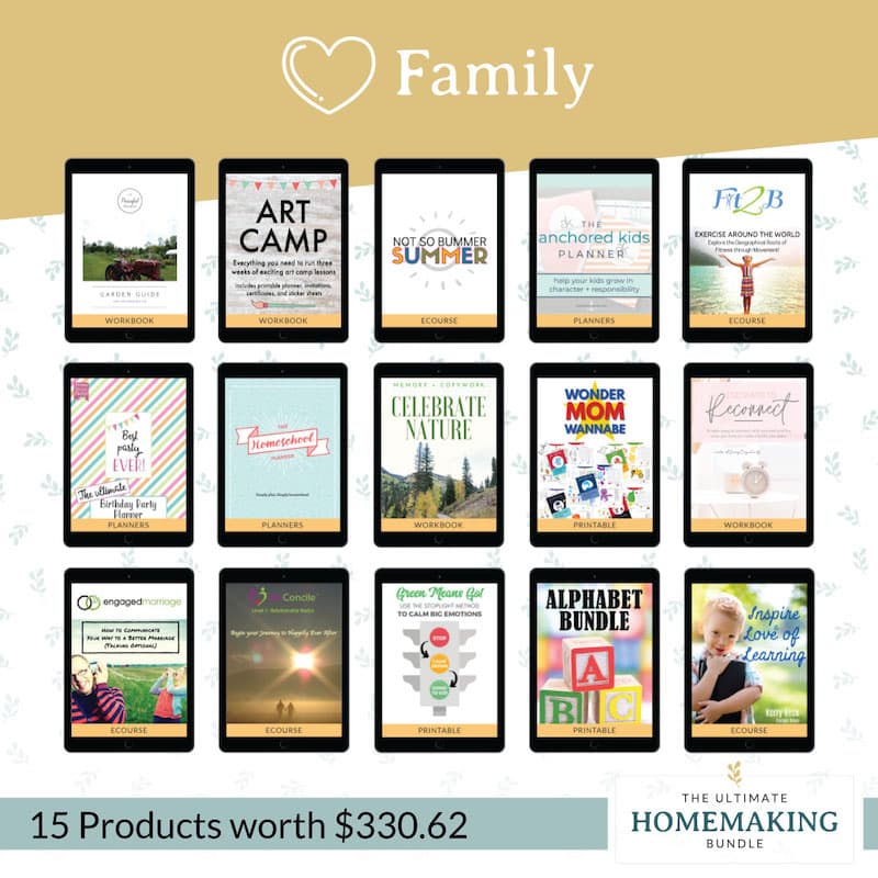 2020 Ultimate Homemaking Bundle - screenshot of "Familh" Resources.