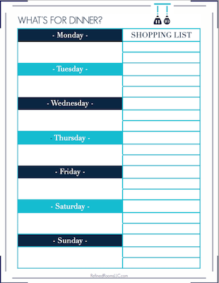 Meal Planning and Shopping List printable