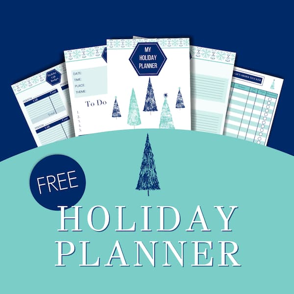 collage of holiday planner printables.