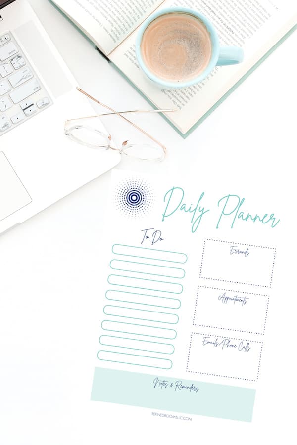 Full-size daily planner printable on desktop.